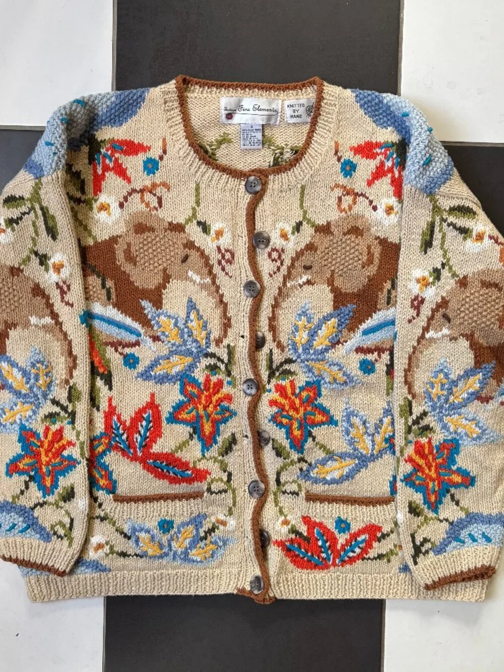 Vintage Today's Fine Elements elephant cardigan - Picture 1 of 5